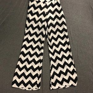 Palazzo Wide-Leg Chevron Pants